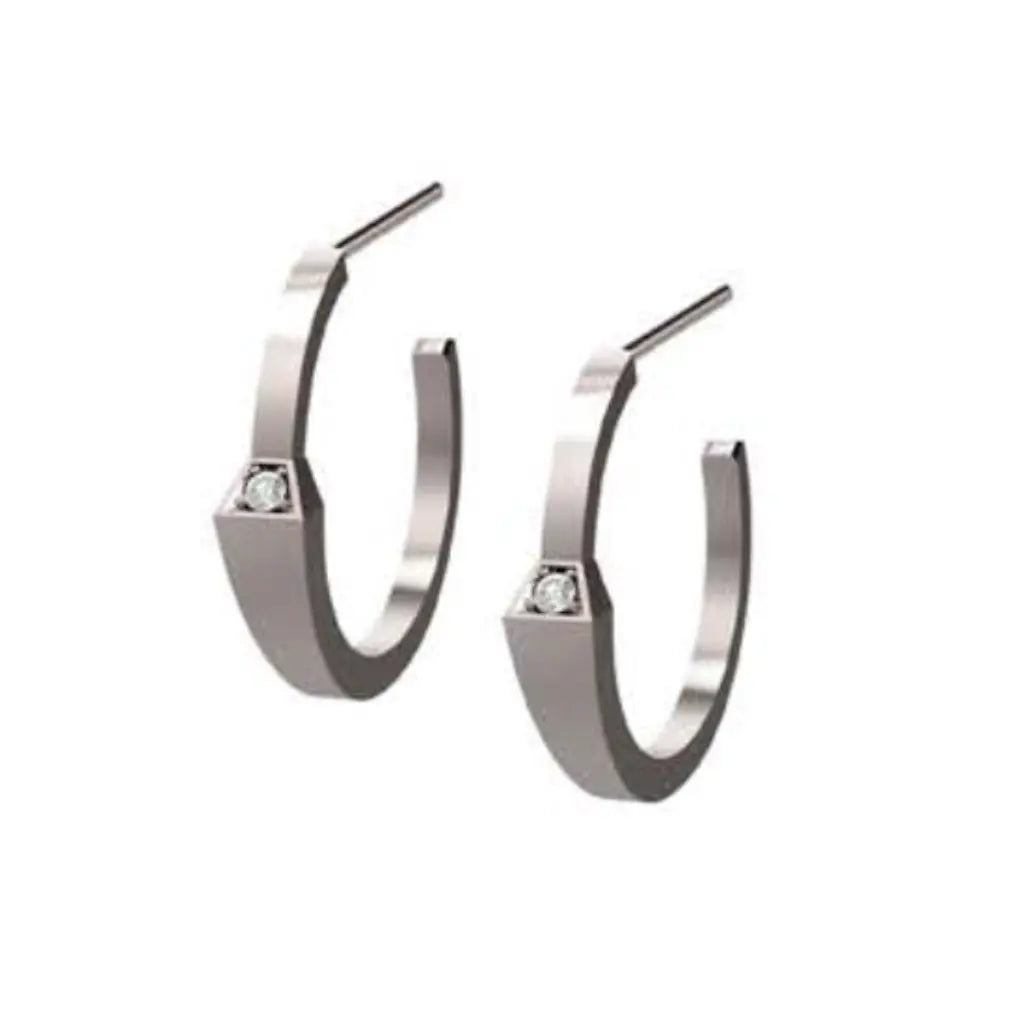 SPIKE ONE LIGHT DIAMOND SET HUGGIES WHITE GOLD | Earring | 18K white gold, crocodream, diamonds, earring, Huggies, one, spike | ORLOV