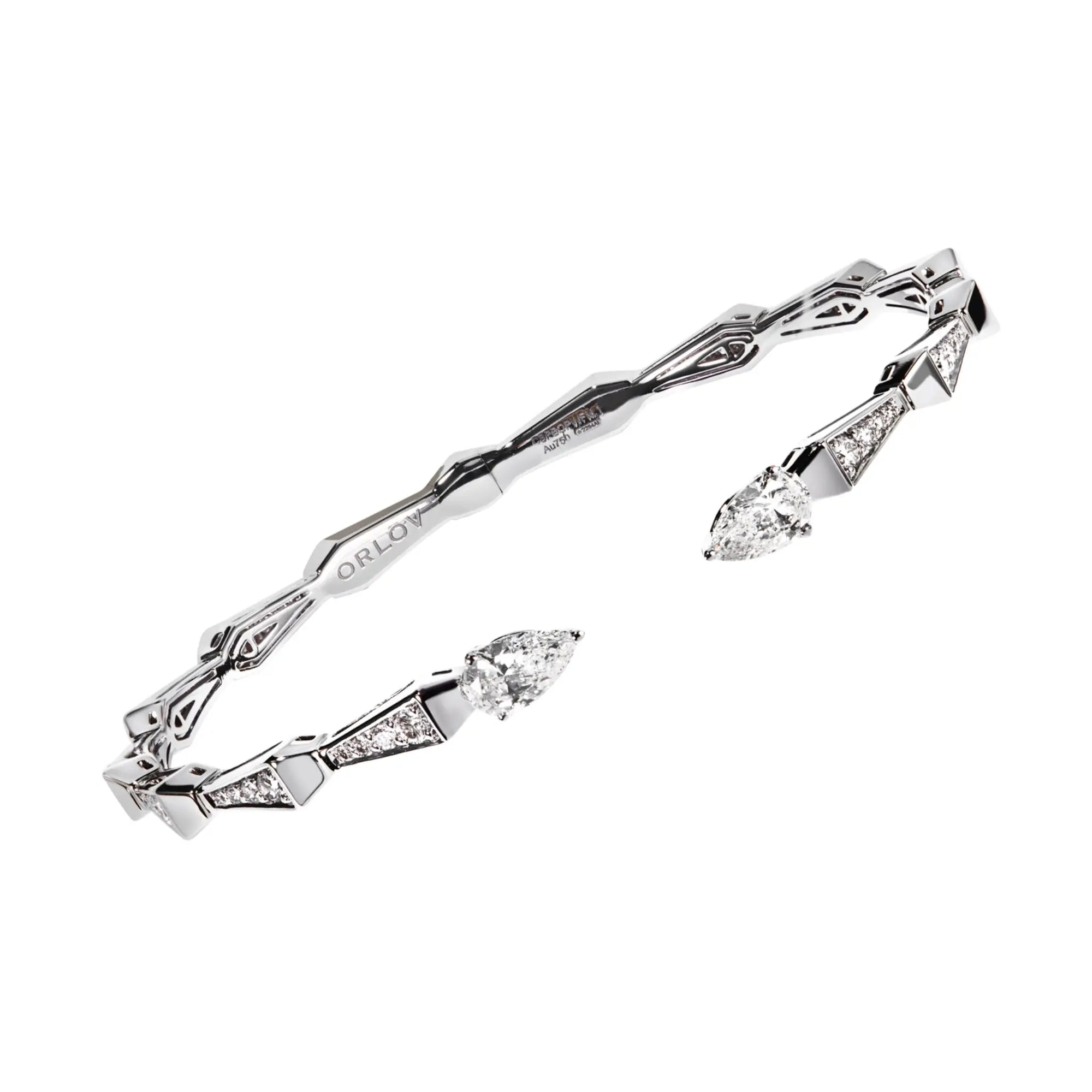 SPIKE OPEN FULL PAVE DIAMOND BRACELET, WHITE GOLD ORLOV