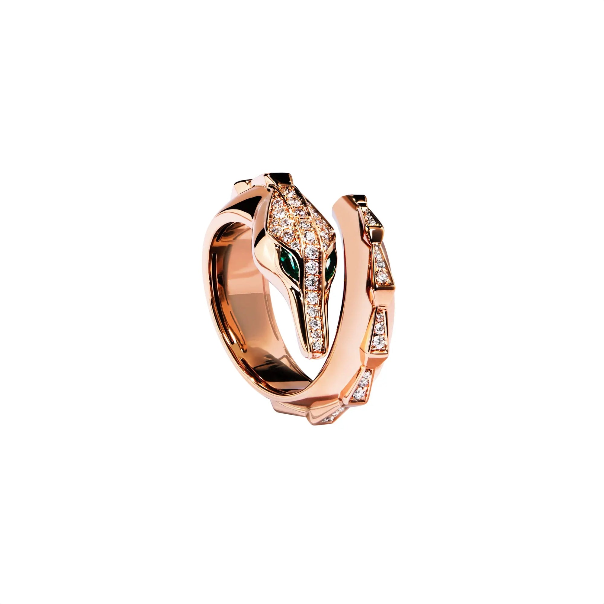 SPIKE SIGNATURE CROCO HALF PAVÉ DIAMOND RING, ROSE GOLD ORLOV