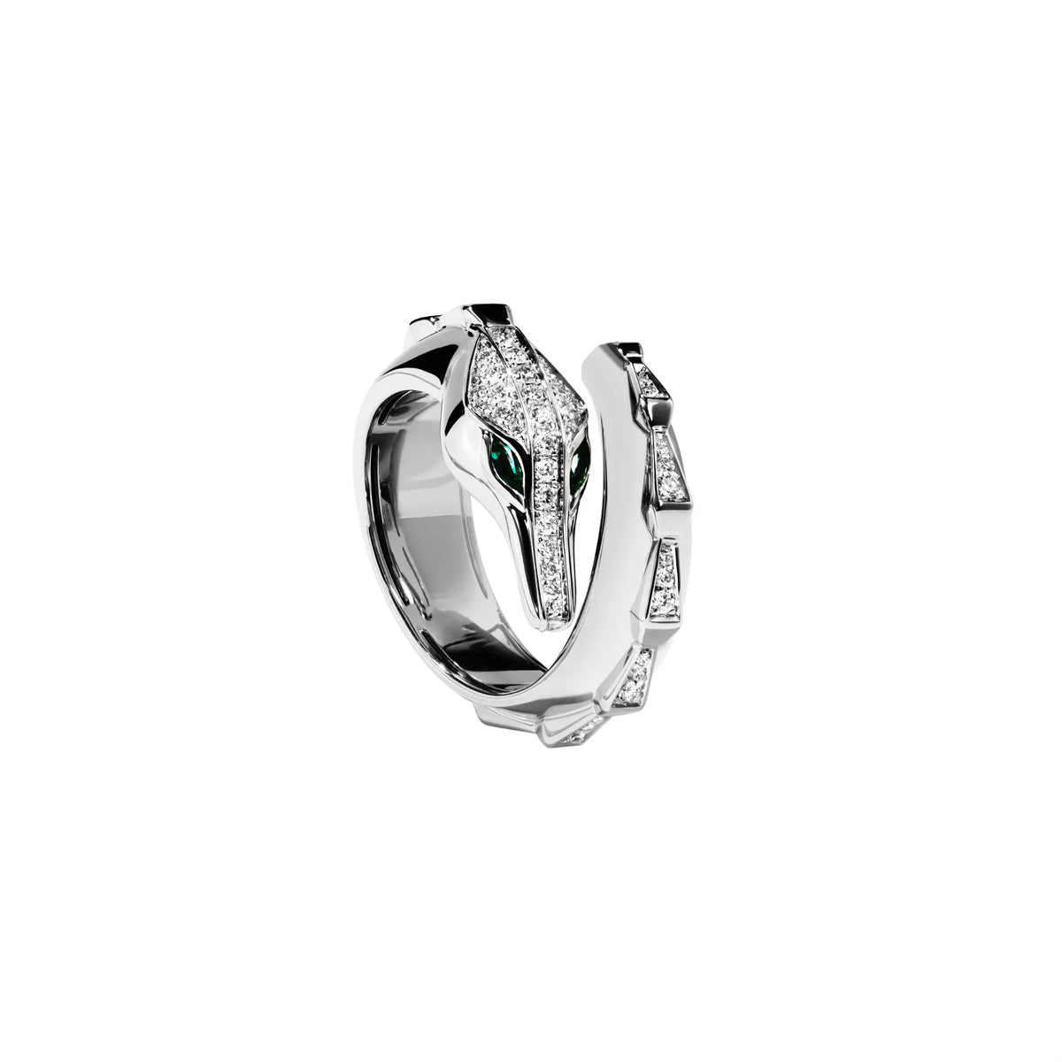 SPIKE SIGNATURE CROCO HALF PAVÉ DIAMOND RING, WHITE GOLD ORLOV