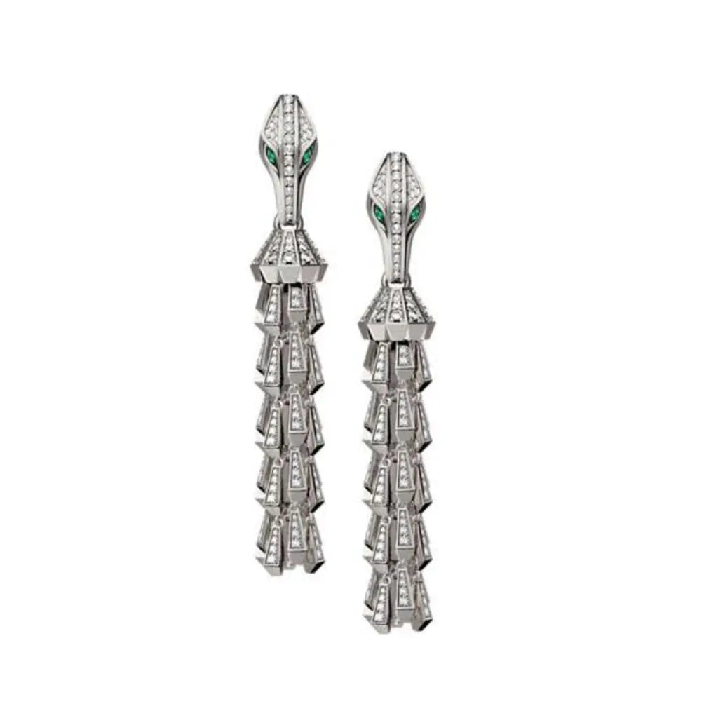 SPIKE TASSEL EARRINGS FULL DIAMOND SET WHITE GOLD | Earring | 18K white gold, crocodream, diamonds, earring, spike, tassel | ORLOV