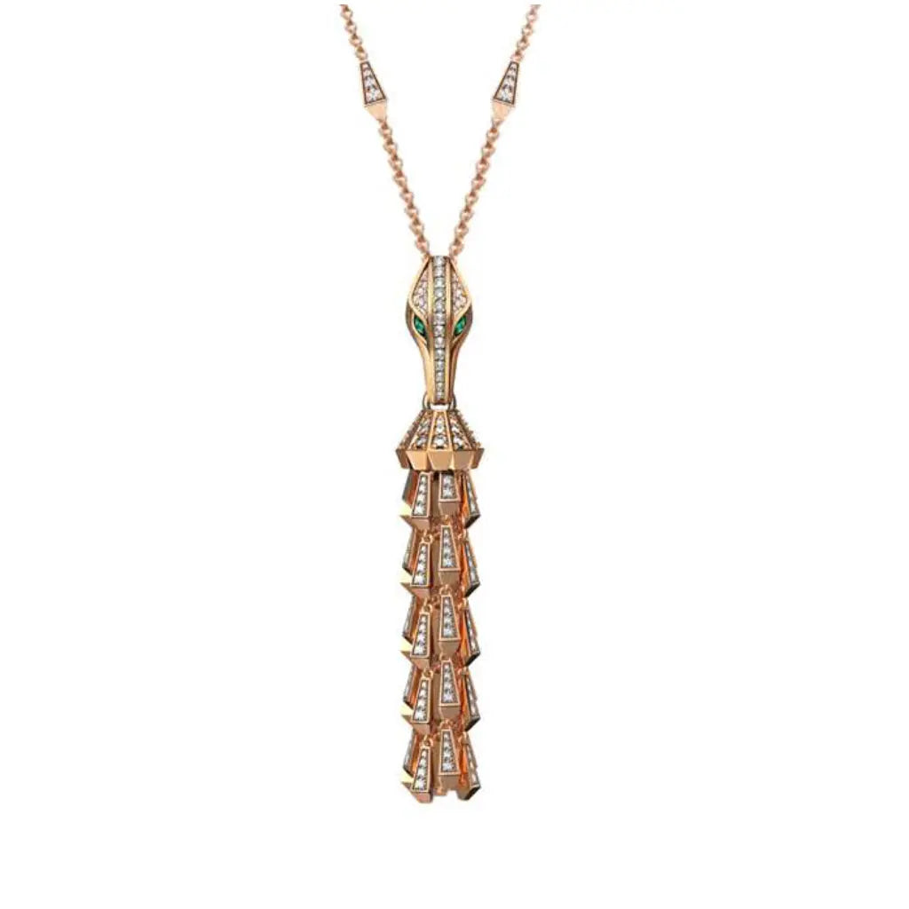 SPIKE FULL DIAMOND SET TASSEL PENDANT ROSE GOLD | Pendant | 18K rose gold, crocodream, diamonds, Necklace, pendant, spike, tassel | ORLOV