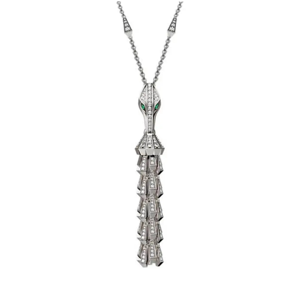 SPIKE FULL DIAMOND SET TASSEL PENDANT WHITE GOLD | Pendant | 18K white gold, crocodream, diamonds, Necklace, pendant, spike, tassel | ORLOV