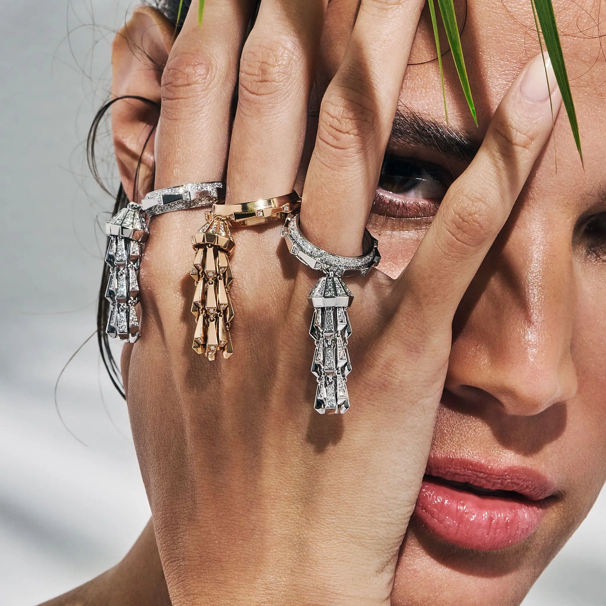 SPIKE TASSEL FULL PAVE DIAMOND RING, ROSE GOLD