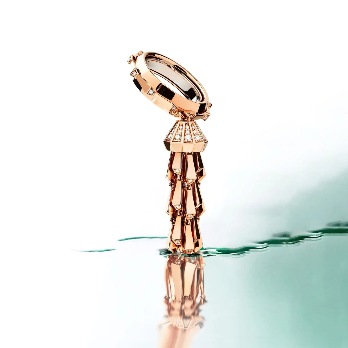 SPIKE TASSEL HALF PAVÉ DIAMOND RING, ROSE GOLD ORLOV