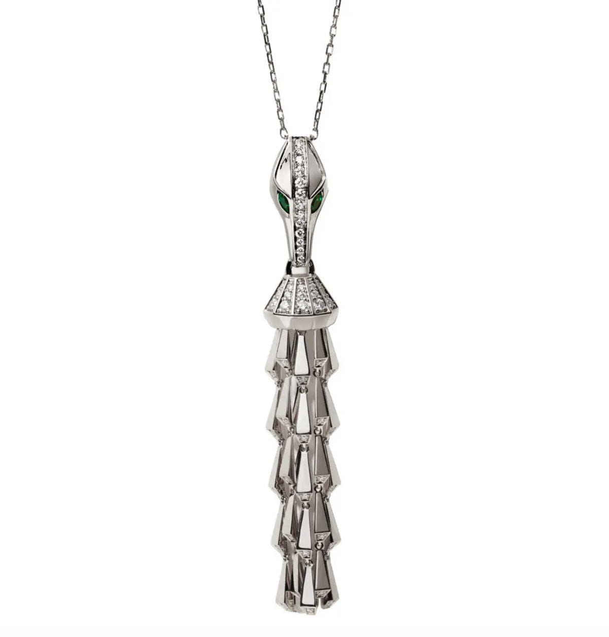 SPIKE TASSEL LIGHT PAVÉ DIAMOND PENDANT, WHITE GOLD ORLOV