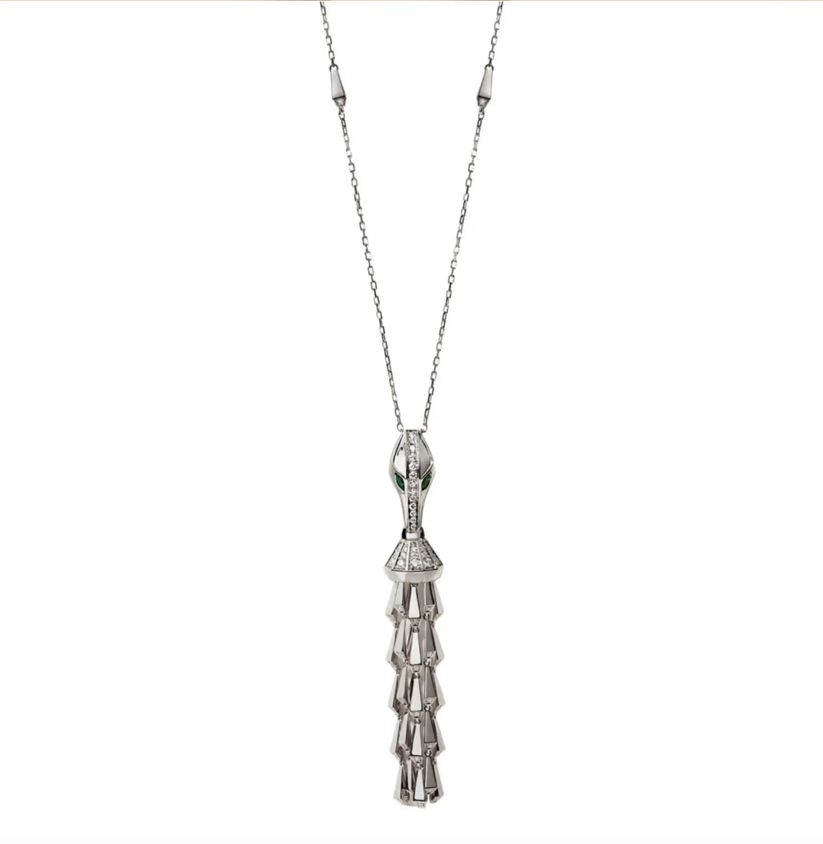 SPIKE TASSEL LIGHT PAVÉ DIAMOND PENDANT, WHITE GOLD ORLOV