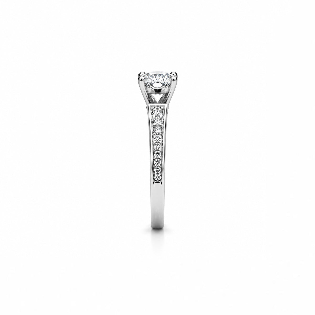 SPIKE SOLITAIRE RING PAVED WITH A 1 CARAT BRILLIANT CUT DIAMOND