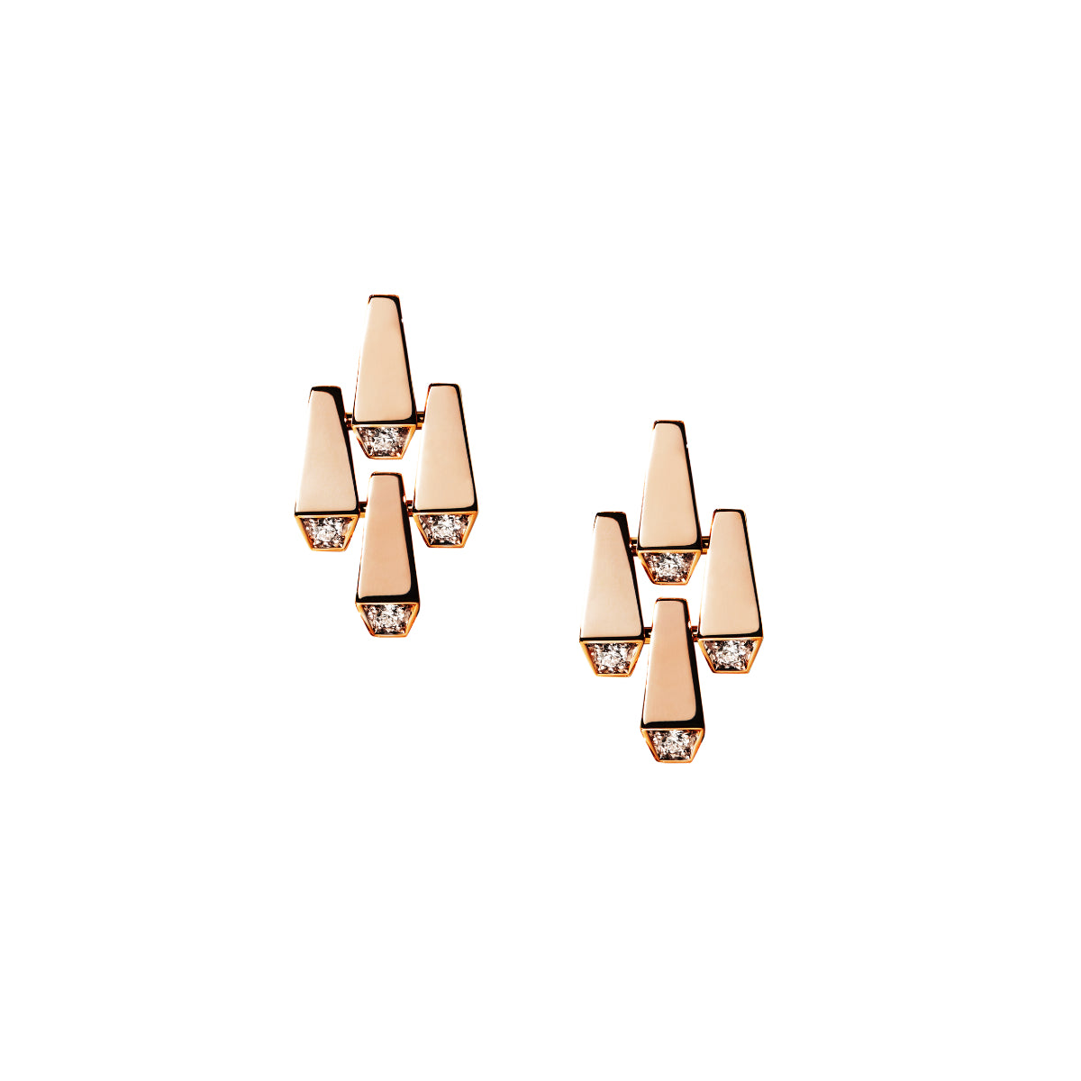 SPIKE LARGE 4 ELEMENTS LIGHT PAVÉ DIAMOND EARRINGS, ROSE GOLD