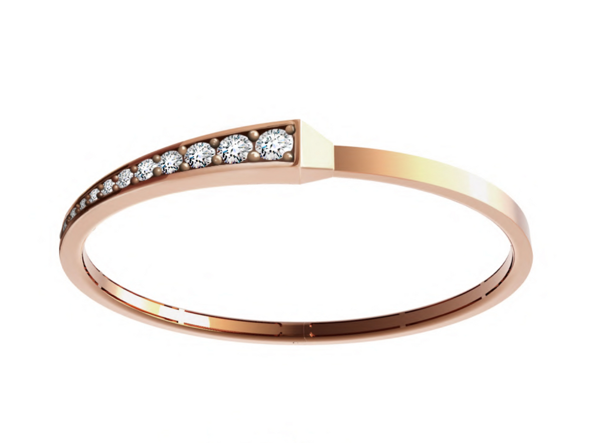 SPIKE ONE HALF PAVÉ DIAMOND BRACELET, ROSE GOLD