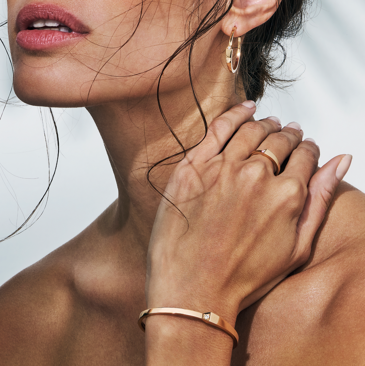 SPIKE ONE LIGHT PAVÉ DIAMOND RING, ROSE GOLD