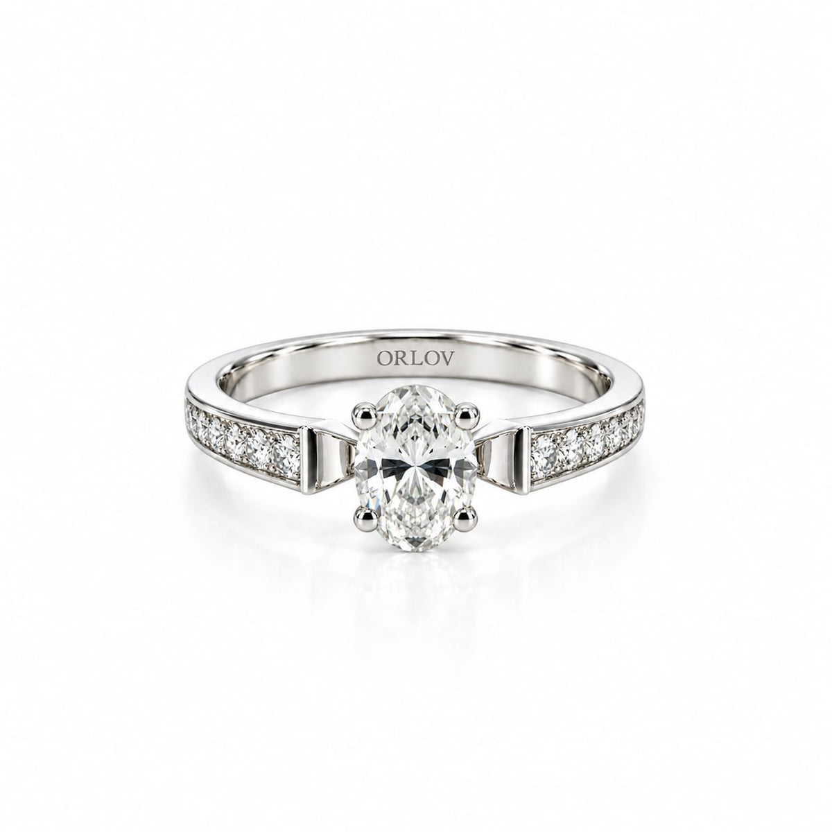 SPIKE SOLITAIRE RING PAVED WITH A 1 CARAT OVAL SHAPED DIAMOND