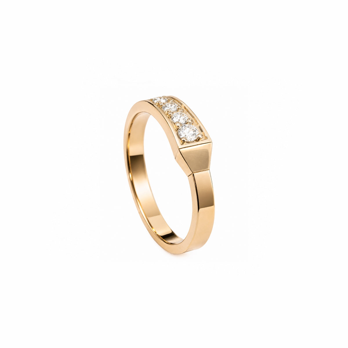 SPIKE ONE HALF PAVÉ DIAMOND RING, YELLOW GOLD