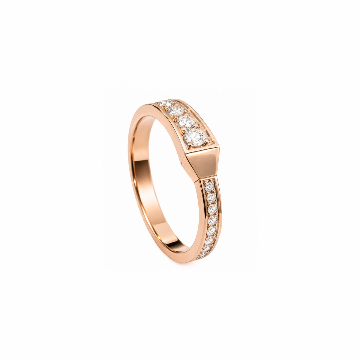 SPIKE ONE FULL PAVE DIAMOND RING, ROSE GOLD