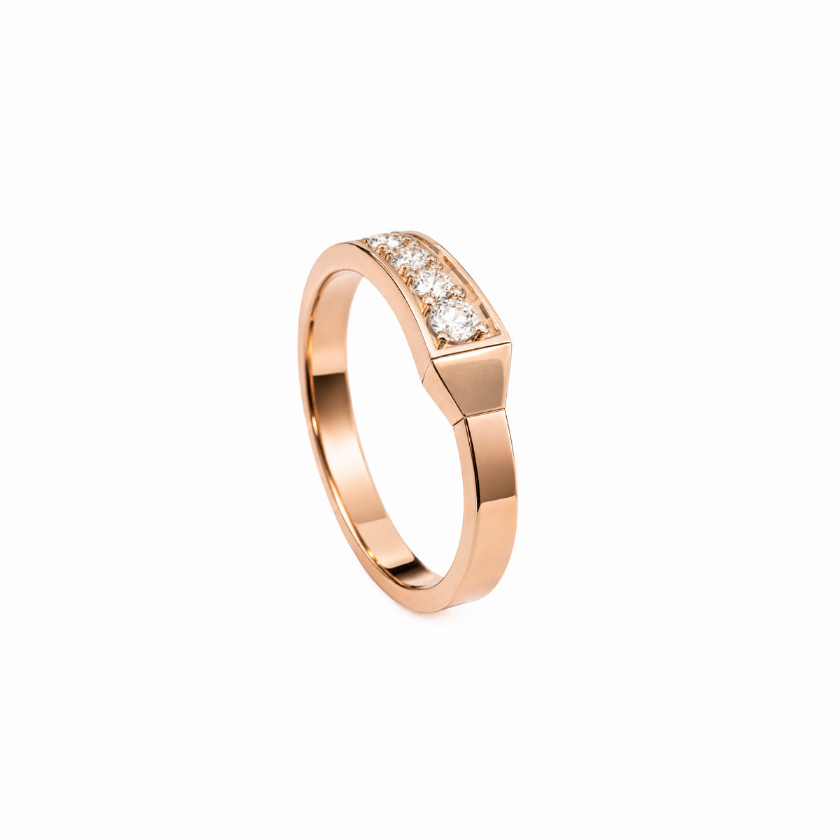 SPIKE ONE HALF PAVÉ DIAMOND RING, ROSE GOLD