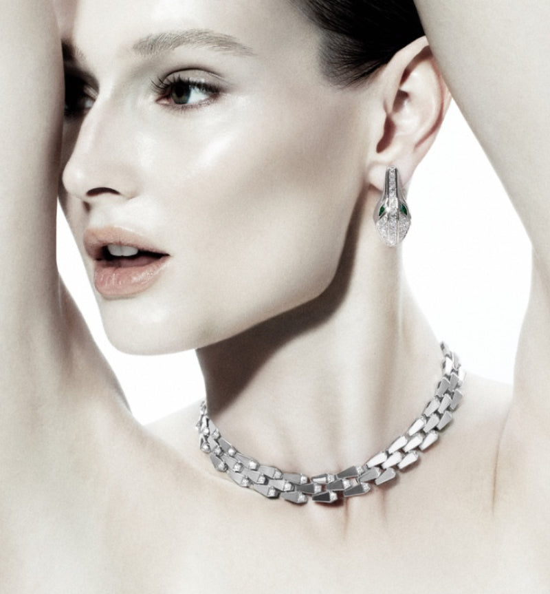 SPIKE 3 ROW LIGHT PAVÉ DIAMOND NECKLACE, WHITE GOLD