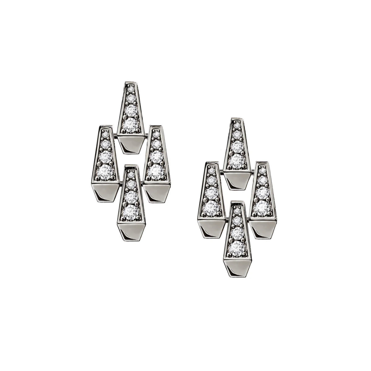 SPIKE LARGE 4 ELEMENTS FULL PAVÉ DIAMOND EARRINGS, WHITE GOLD