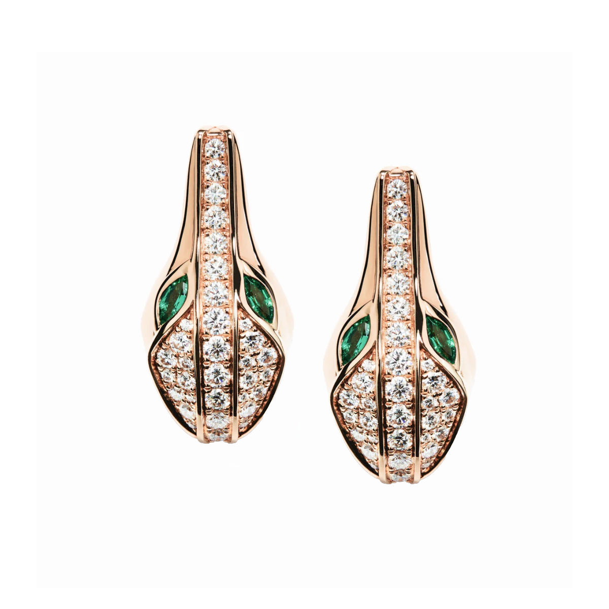 SPIKE LARGE CROCO HEAD FULL PAVE DIAMOND EARRINGS, ROSE GOLD