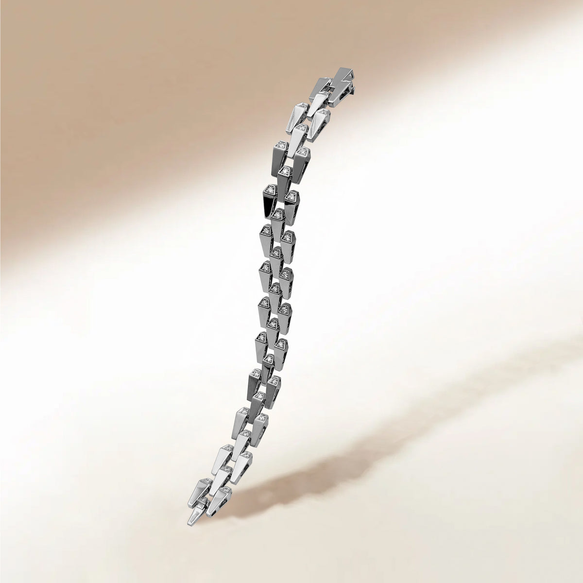 SPIKE 3 ROW LIGHT PAVÉ DIAMOND BRACELET, WHITE GOLD