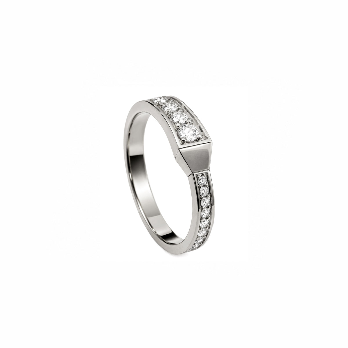SPIKE ONE FULL PAVE DIAMOND RING, WHITE GOLD