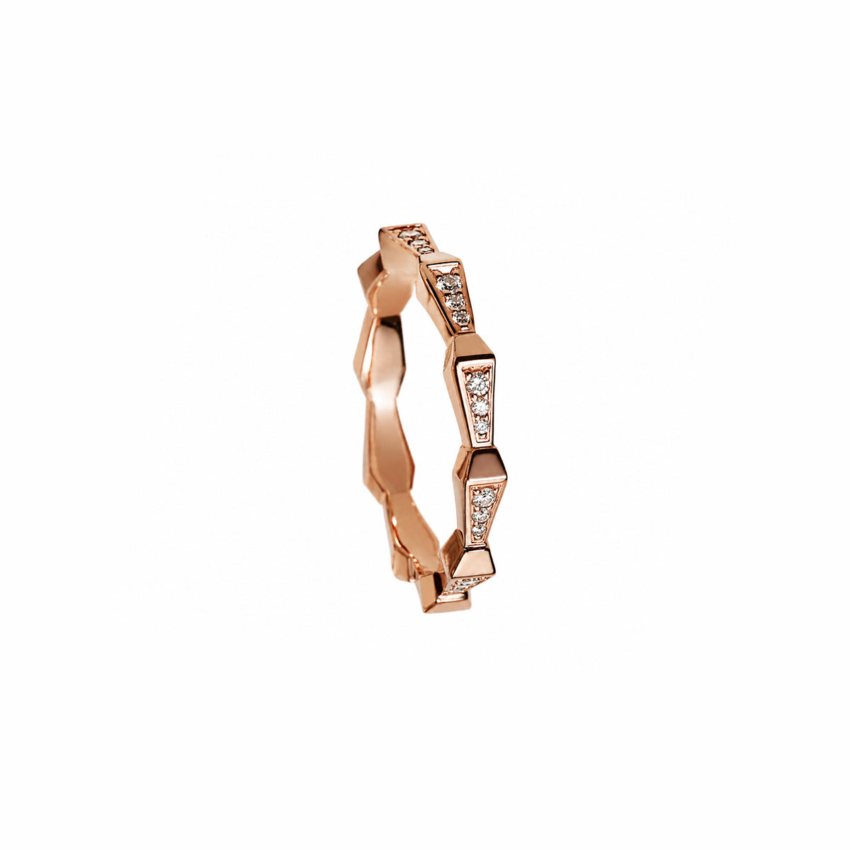 SPIKE 1 ROW FULL PAVE DIAMOND BAND, ROSE GOLD