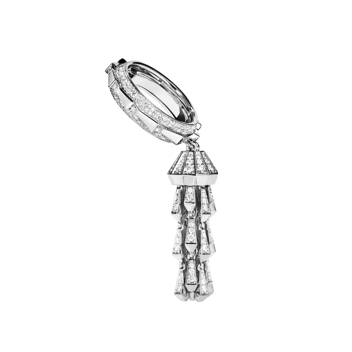 SPIKE TASSEL FULL PAVE DIAMOND RING, WHITE GOLD