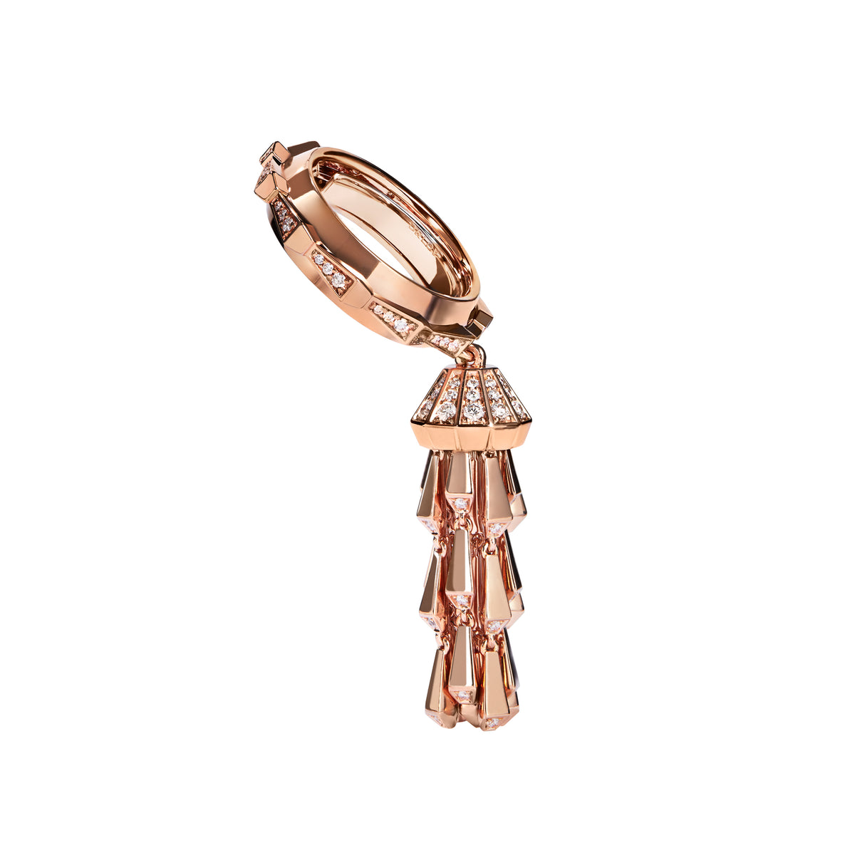 SPIKE TASSEL HALF PAVÉ DIAMOND RING, ROSE GOLD
